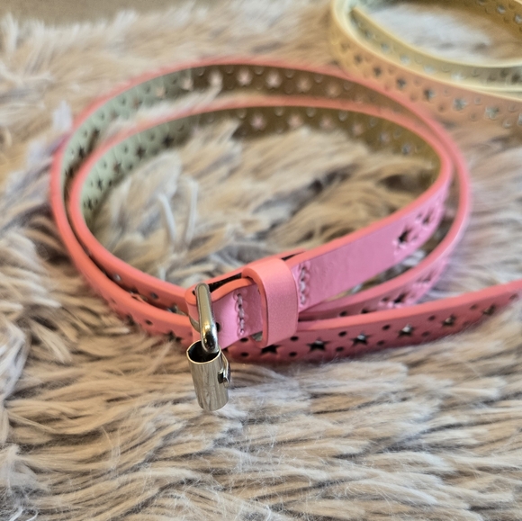 Two Girls Belts- One Pink and One Cream/Silver Sparkle - Picture 3 of 8